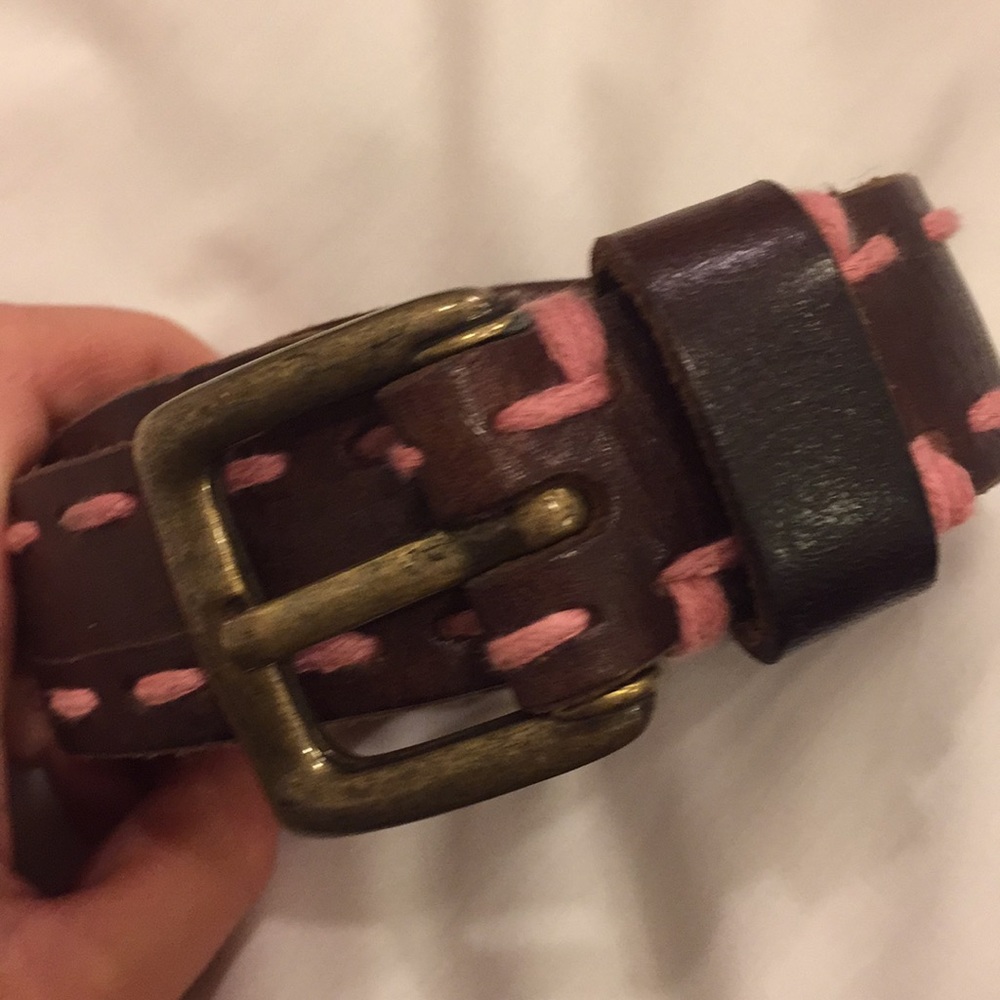 Genuine leather brown & pink belt